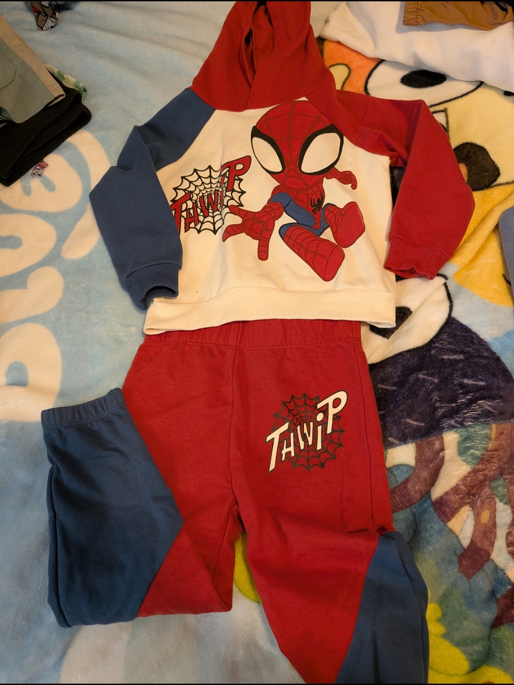 Spiderman-Inspired Kids Red & Blue Hoodie and Jogger Set